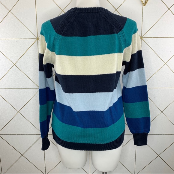 Land’s End Drifter Horizontal Stripe Long Sleeve Sweater Size Large - Picture 2 of 9